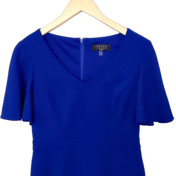 Women's Quarter Sleeve Crew Neck Dress, Royal Blue Size S - Picture 3 of 8